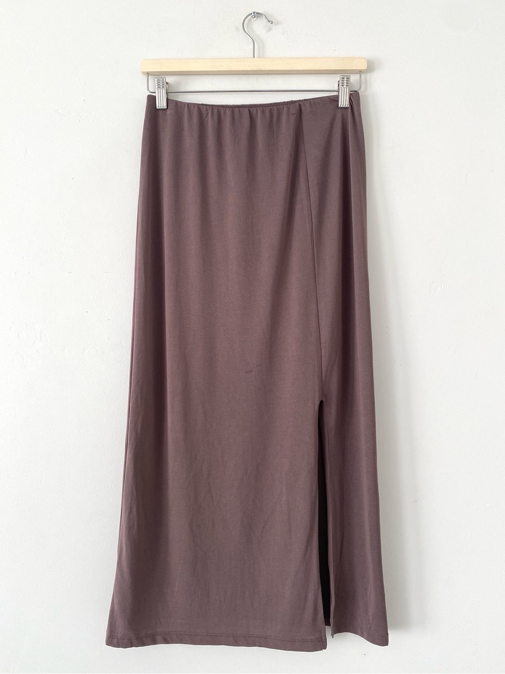Truth Mauve Late Maxi Skirt with Side Slit Sz S Minimal Effortlessly Chic